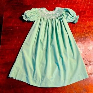 Smocked green bishop dress 3t
